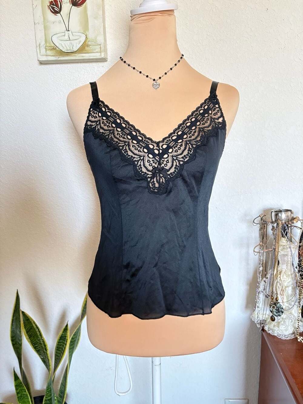 Vintage 90s Black Lace Camisole Size S